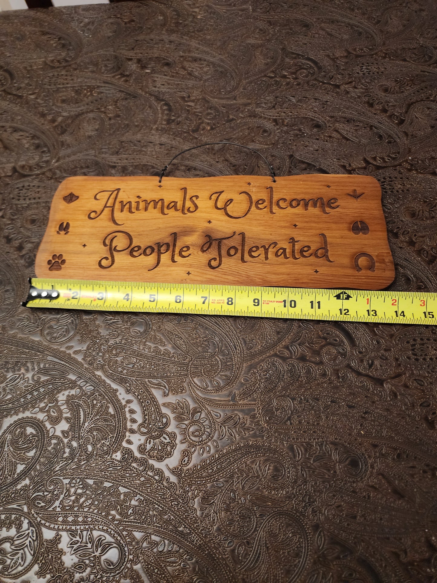 Wood Sign, Upcycled, Handmade. Animal Paw/Foot prints. "Animals Welcome People Tolerated" (Copy)