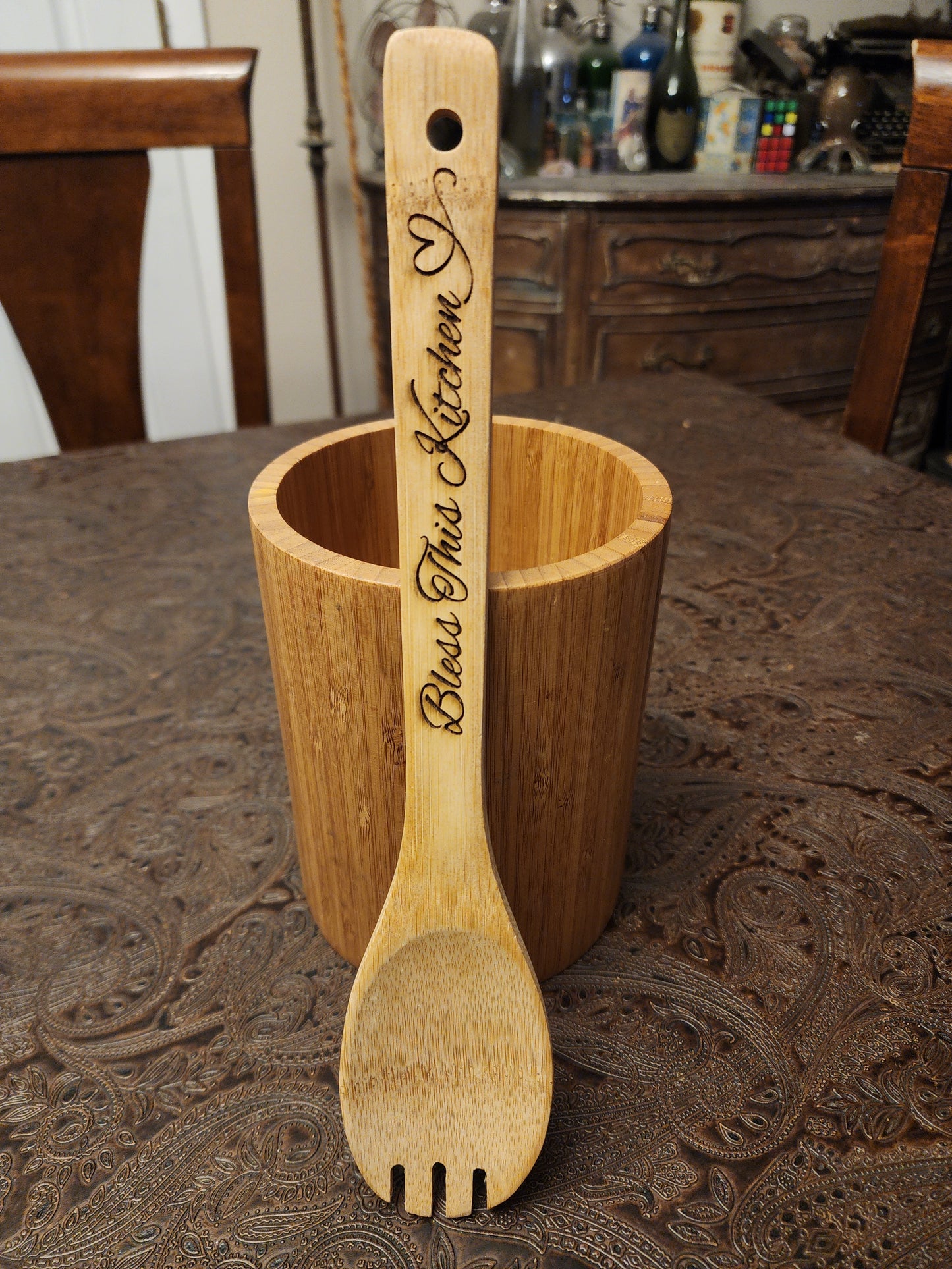 "Bless This Kitchen" Bamboo Wooden Cooking Utensils. Kitchen