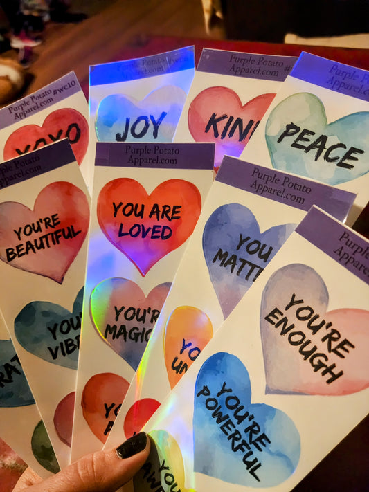 Customizable Watercolor Heart Stickers Strips Or Pre-made Positive, Feel Good Stickers.