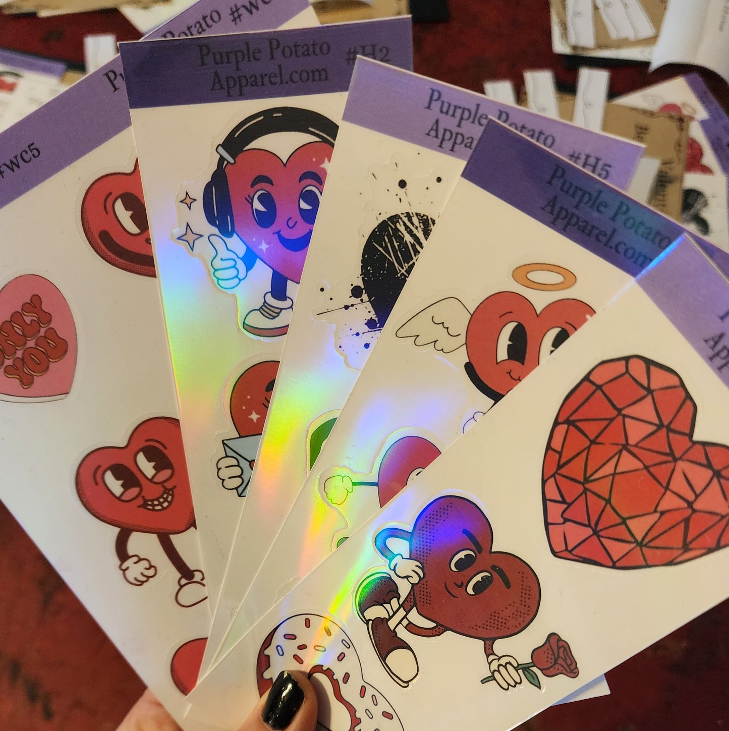 Heart Dude & Dudette Stickers Strips Plus Black & White Hearts.