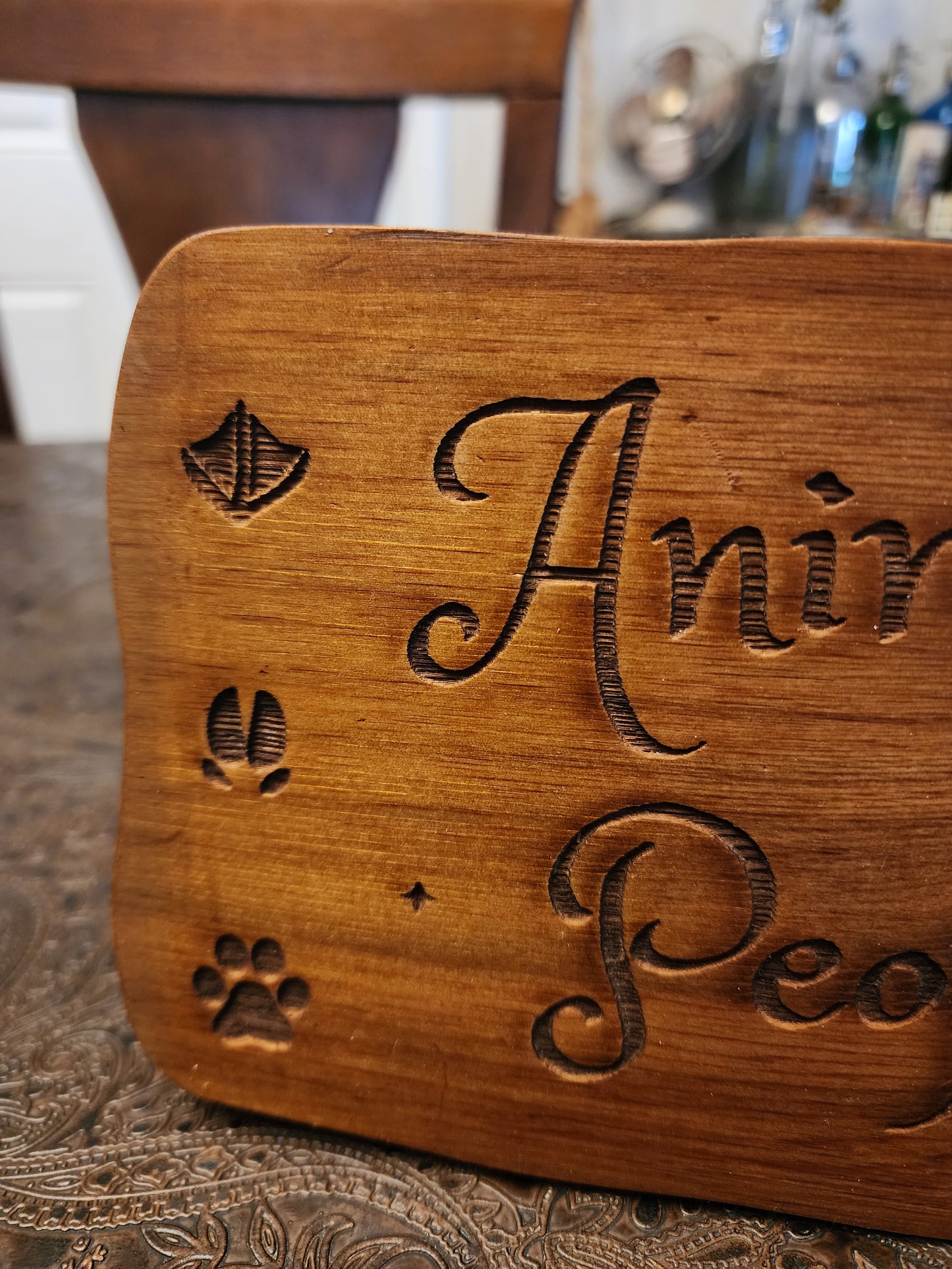 Wood Sign, Upcycled, Handmade. Animal Paw/Foot prints. "Animals Welcome People Tolerated" (Copy)