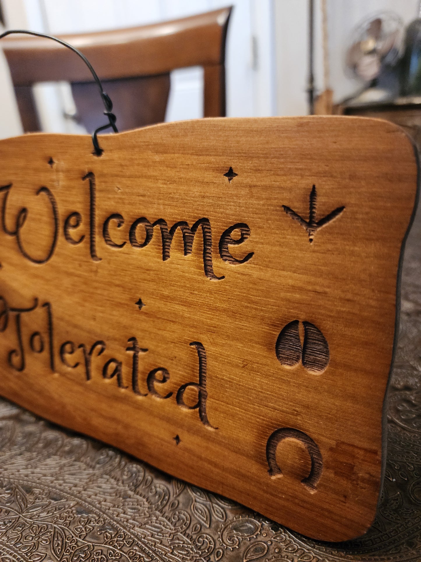 Wood Sign, Upcycled, Handmade. Animal Paw/Foot prints. "Animals Welcome People Tolerated" (Copy)