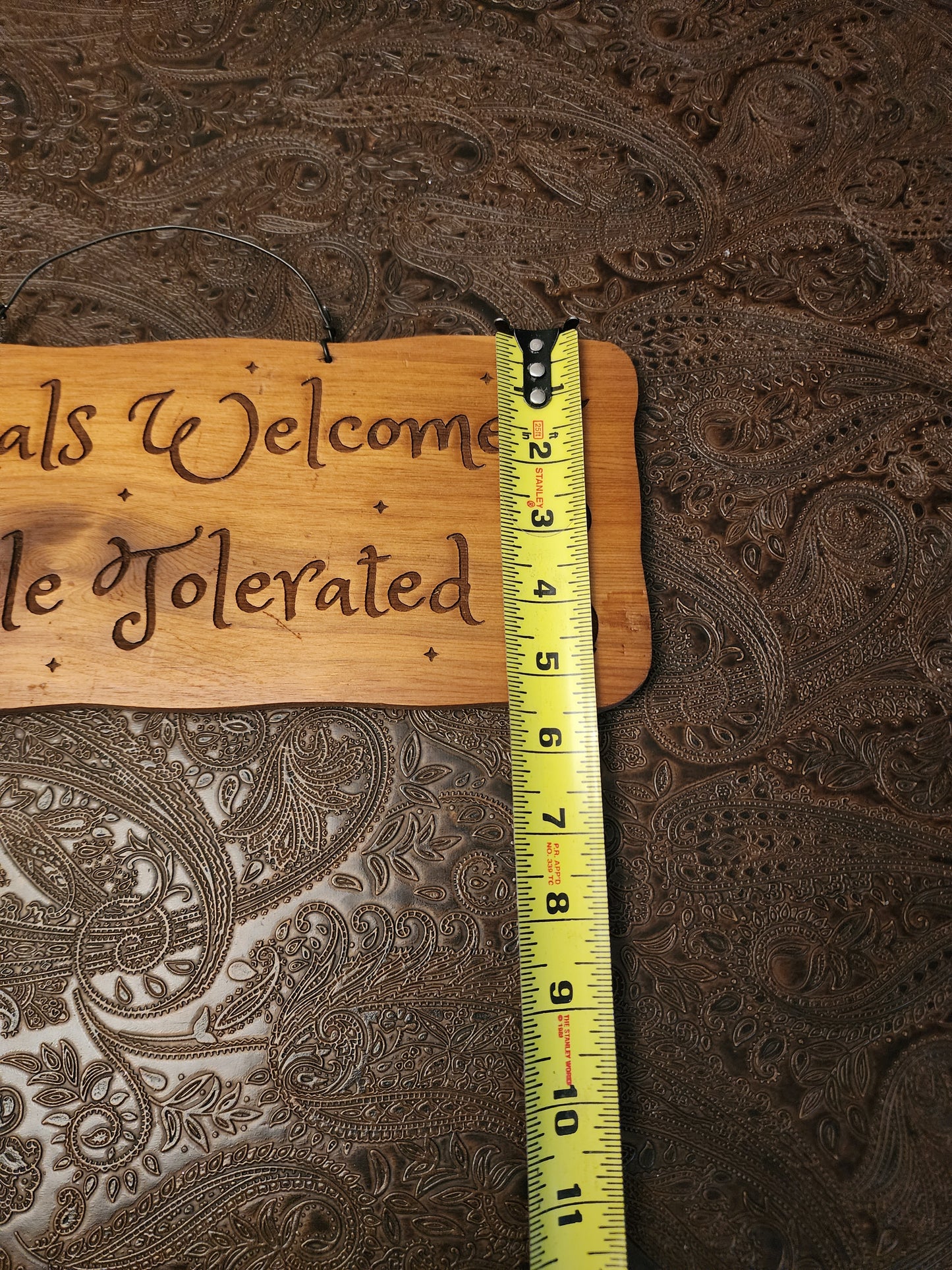 Wood Sign, Upcycled, Handmade. Animal Paw/Foot prints. "Animals Welcome People Tolerated" (Copy)