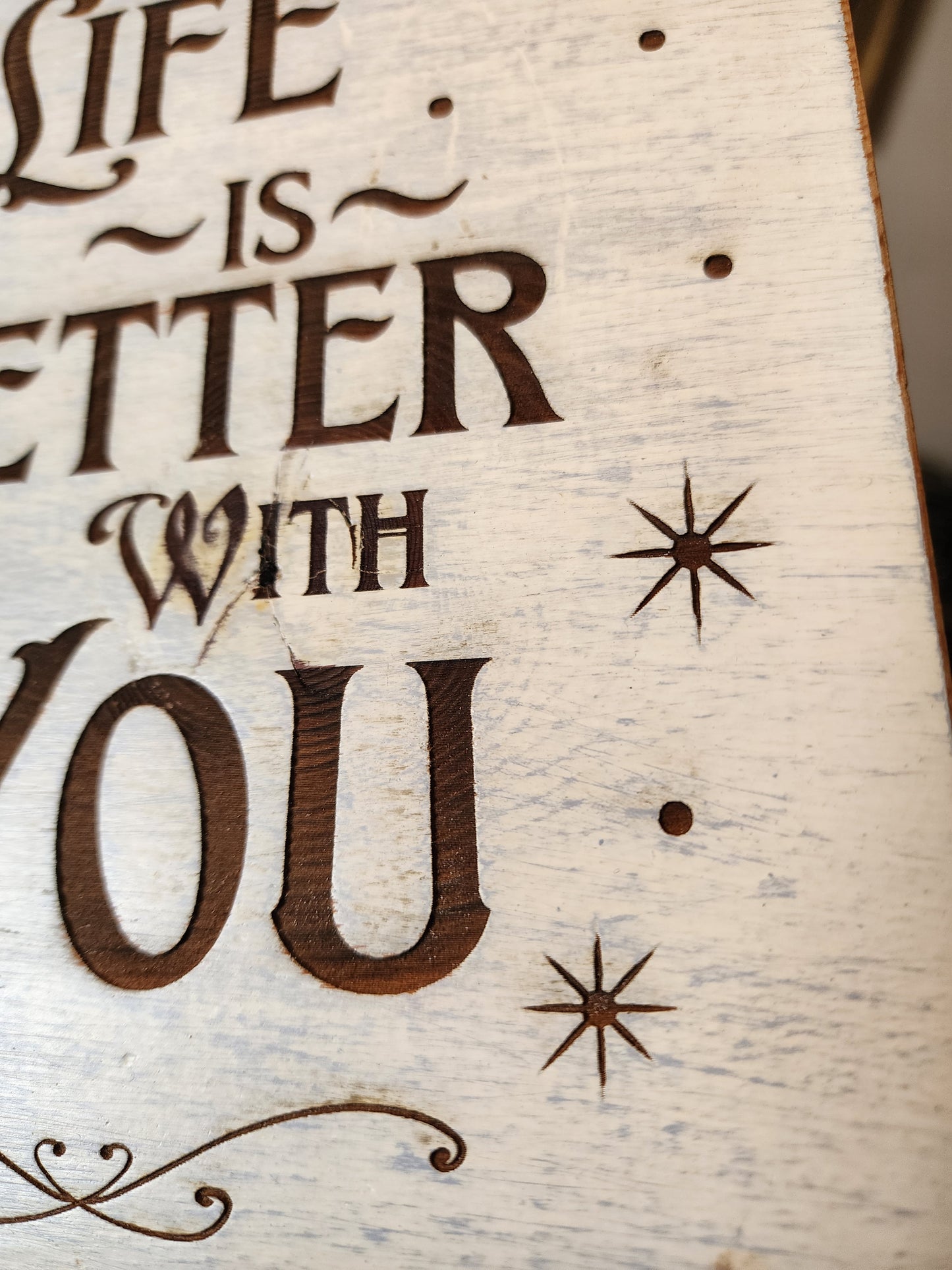 Uplifting, Positive, Wood Sign. Upcycled, Handmade. "Life is Better with You" Sparkle Style.
