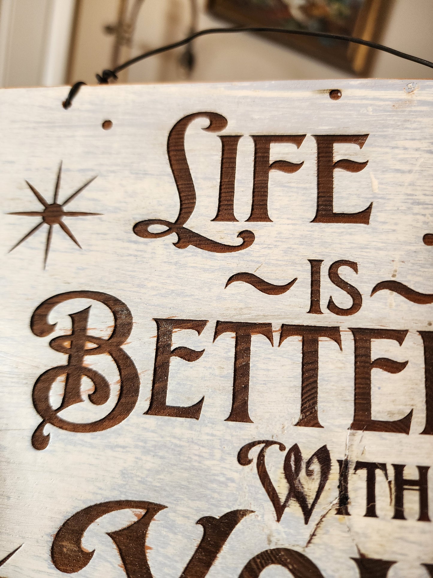Uplifting, Positive, Wood Sign. Upcycled, Handmade. "Life is Better with You" Sparkle Style.