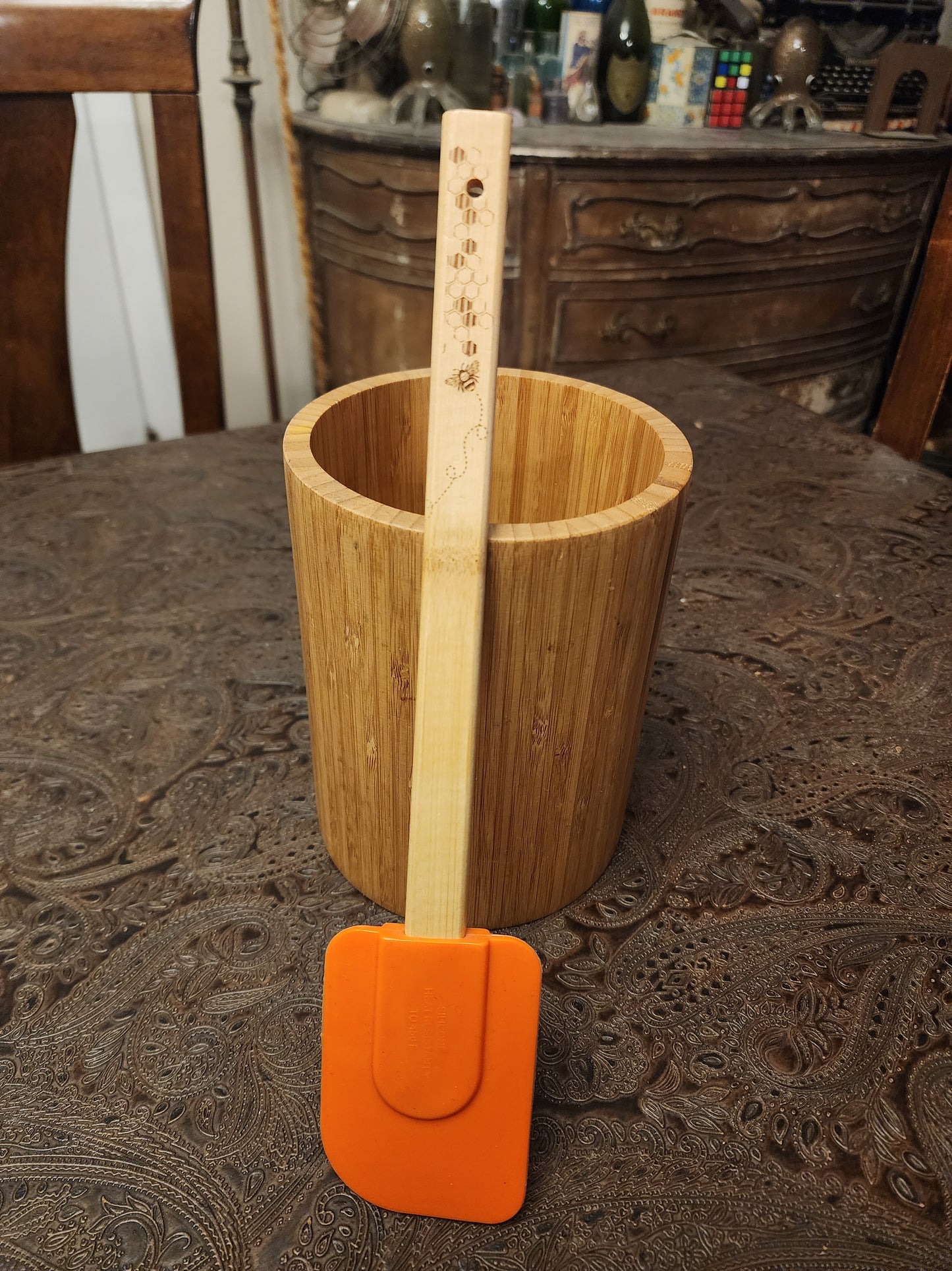 "Bees and Honeycombs design" Bamboo Wooden Cooking Utensils. Kitchen Spoon