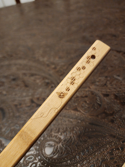 "Bees and Honeycombs design" Bamboo Wooden Cooking Utensils. Kitchen Spoon