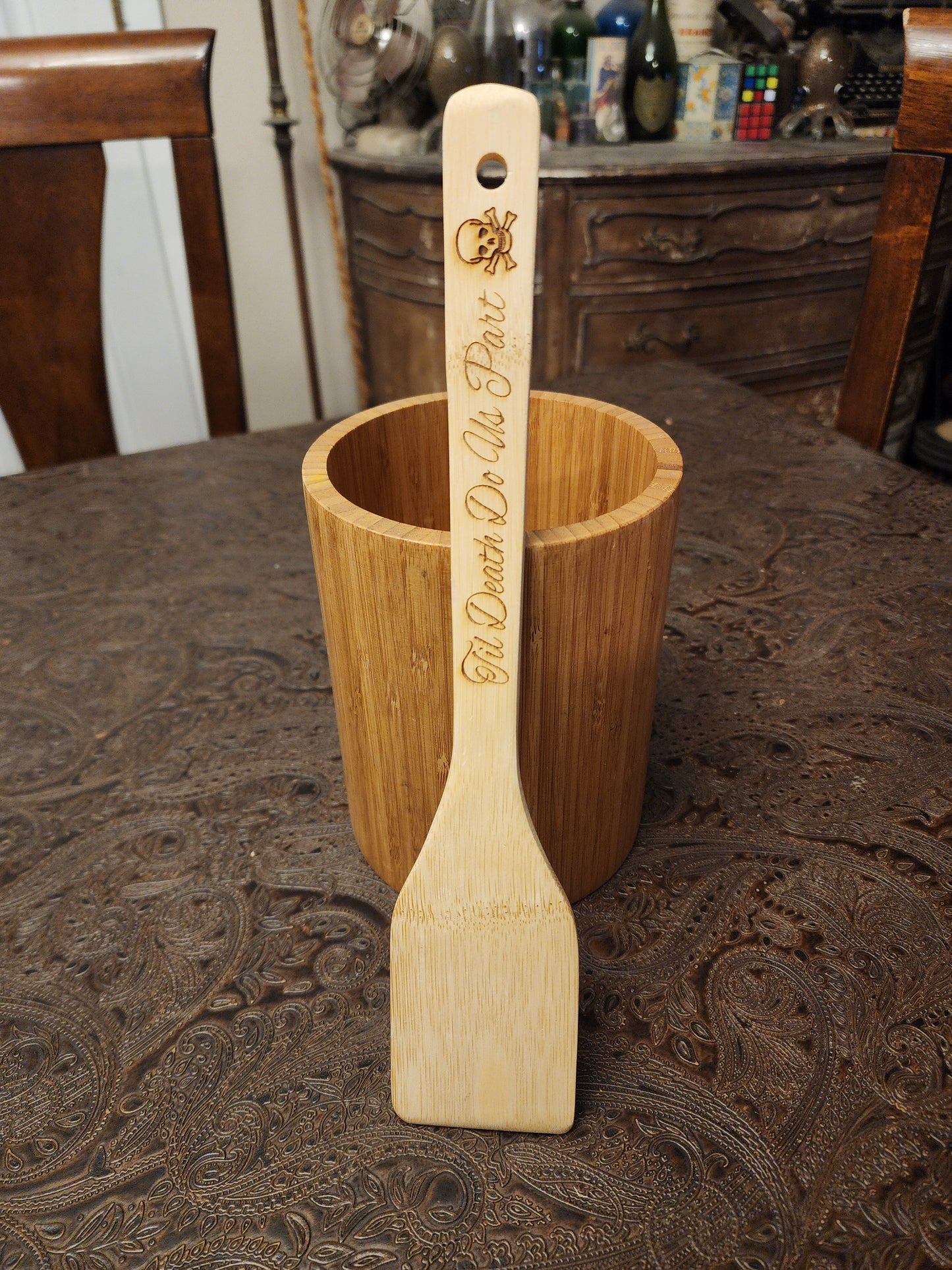 "Til Death Do Us Part" Bamboo Wooden Cooking Utensils. Kitchen