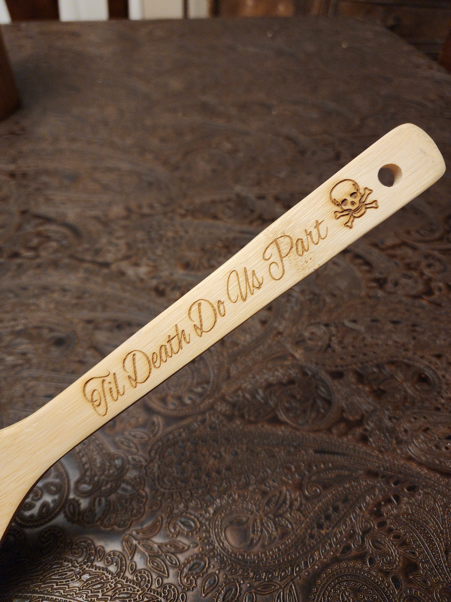 "Til Death Do Us Part" Bamboo Wooden Cooking Utensils. Kitchen