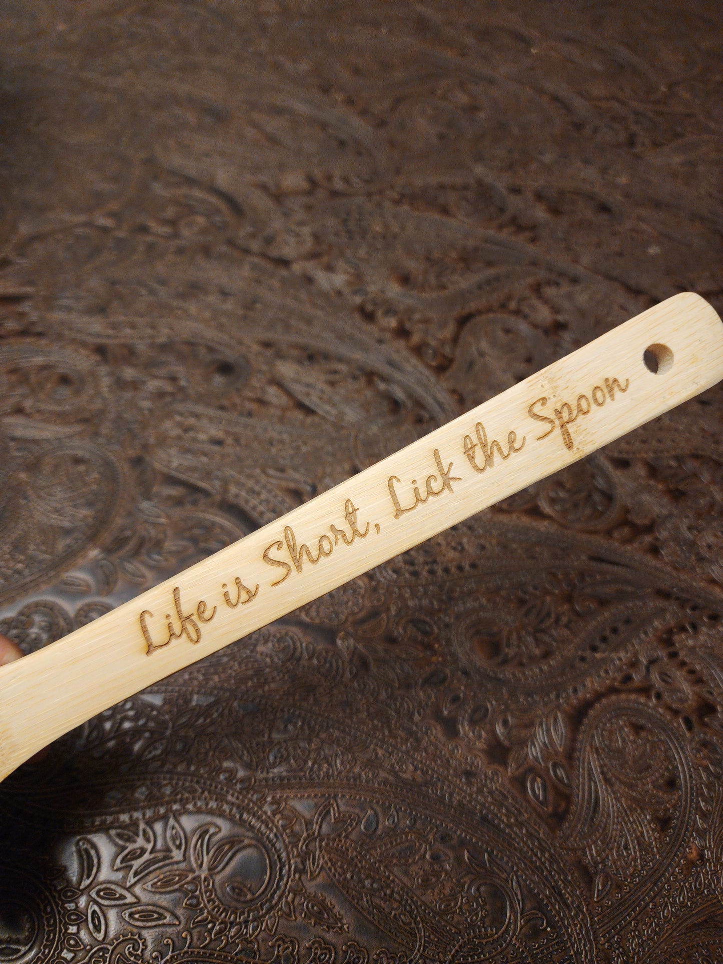 "Life is Short, Lick the Spoon" Bamboo Wooden Cooking Utensils. Kitchen