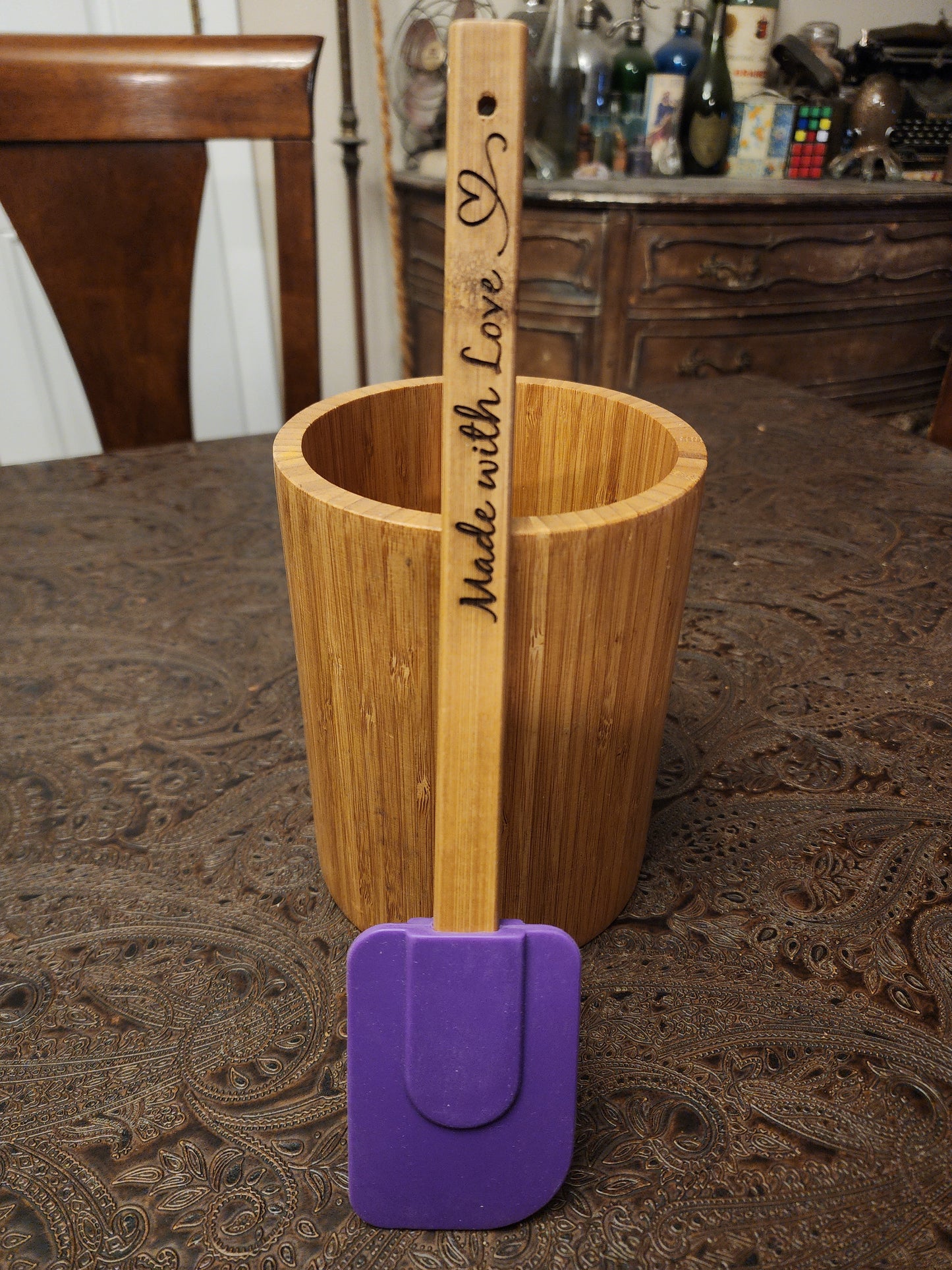 "Made with Love" Bamboo Wooden Cooking Utensils. Kitchen