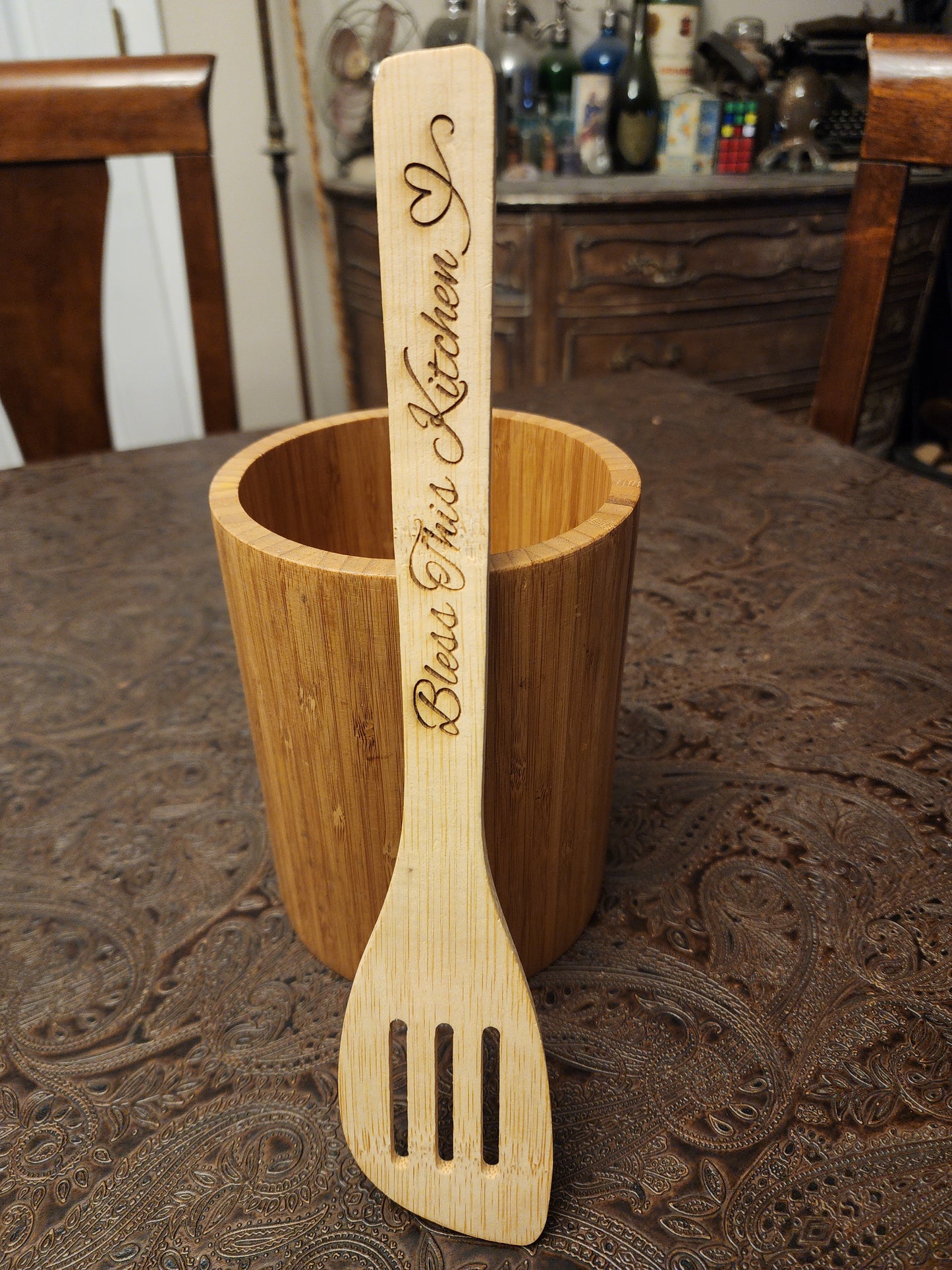 "Bless This Kitchen" Bamboo Wooden Cooking Utensils. Kitchen