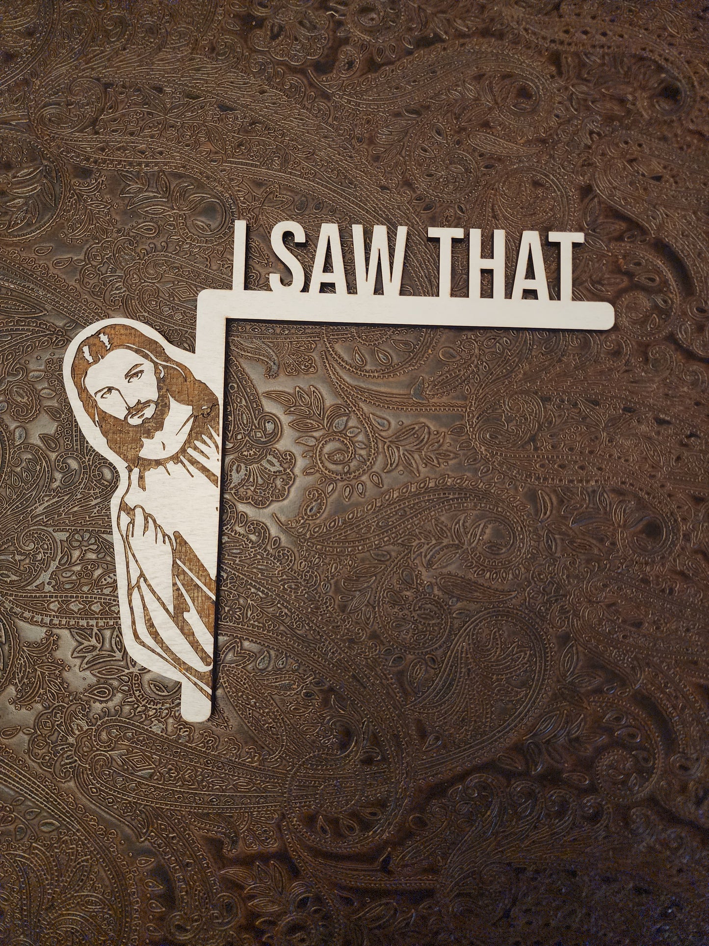 Jesus "I Saw That" Corner Door Decor.