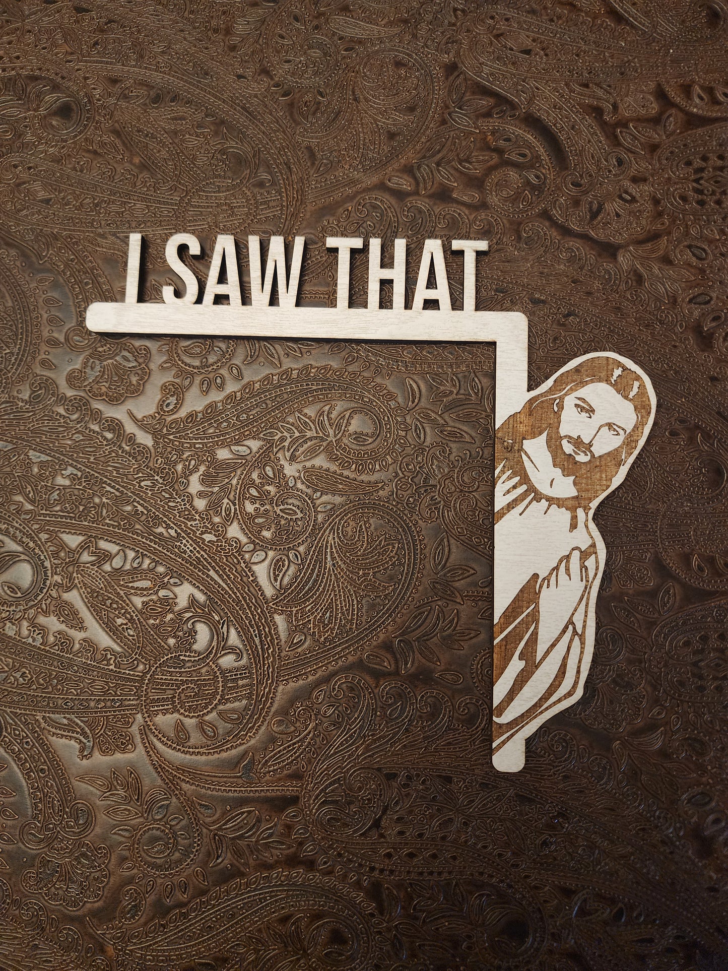 Jesus "I Saw That" Corner Door Decor.