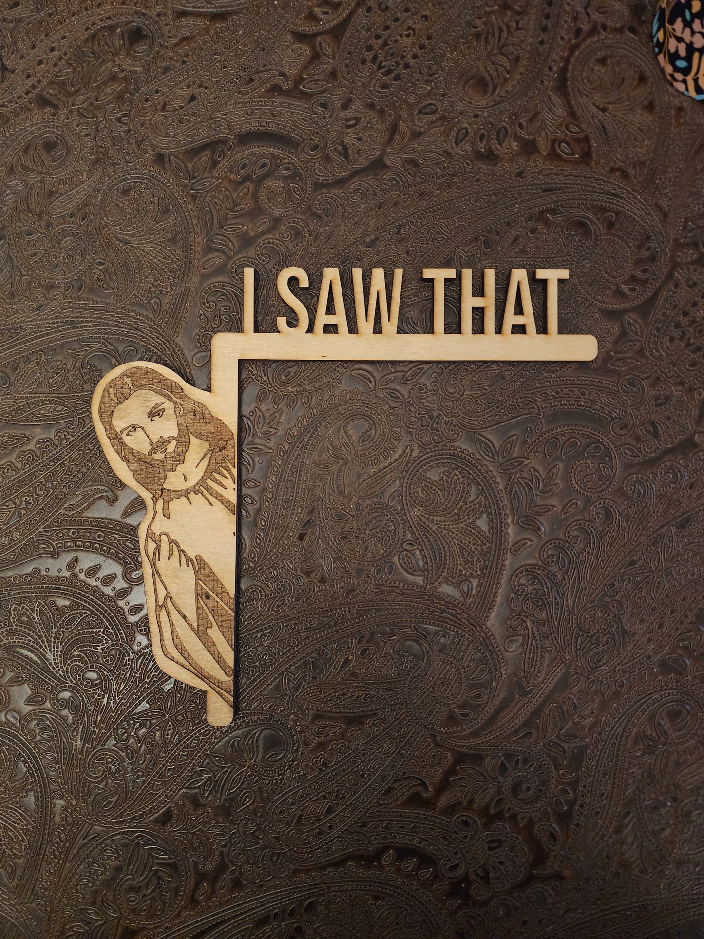 Jesus "I Saw That" Corner Door Decor.