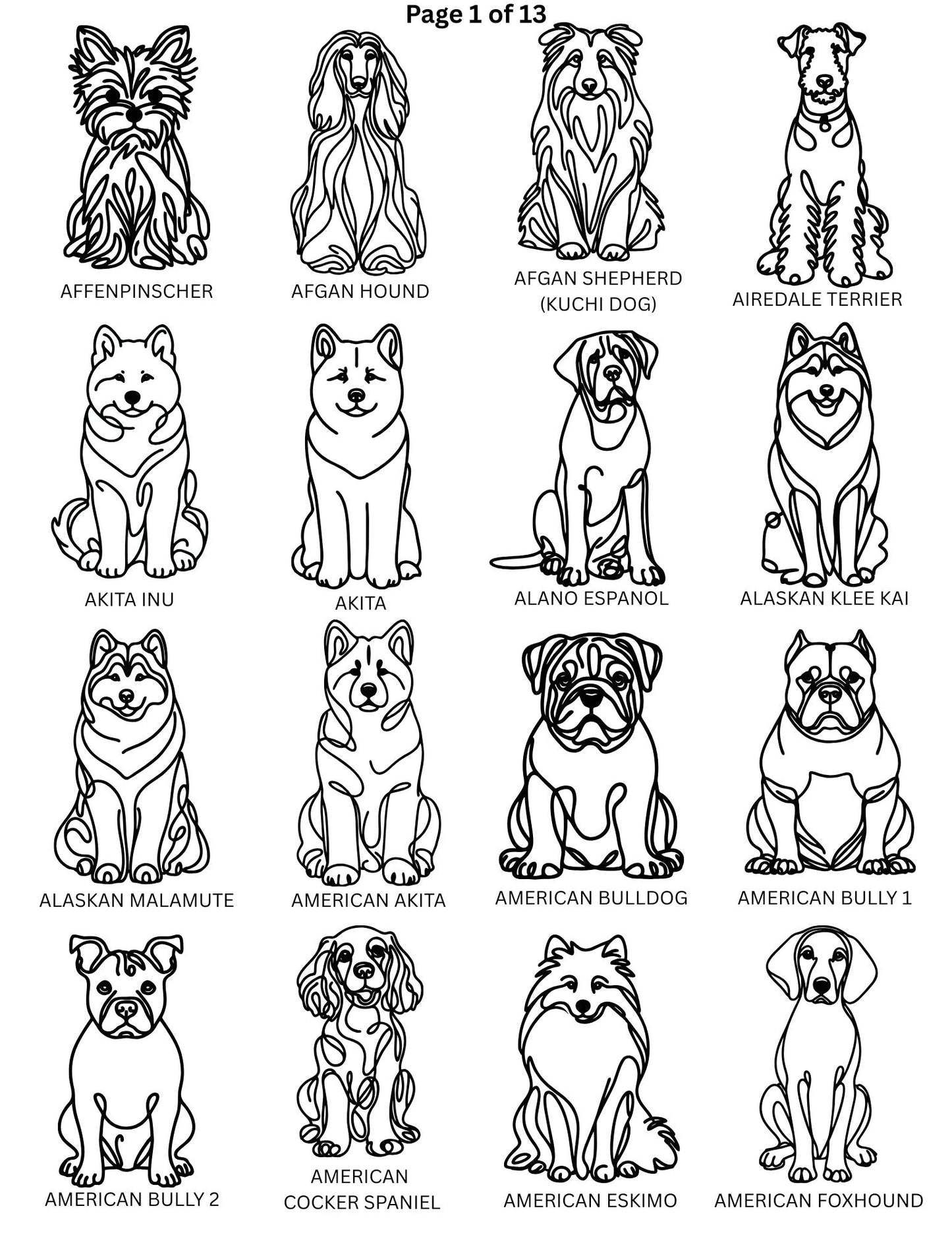 Dog Breed Line Art Keychain / Charm / Clip.