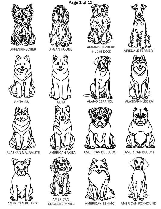 Dog Breed Line Art Keychain / Charm / Clip.