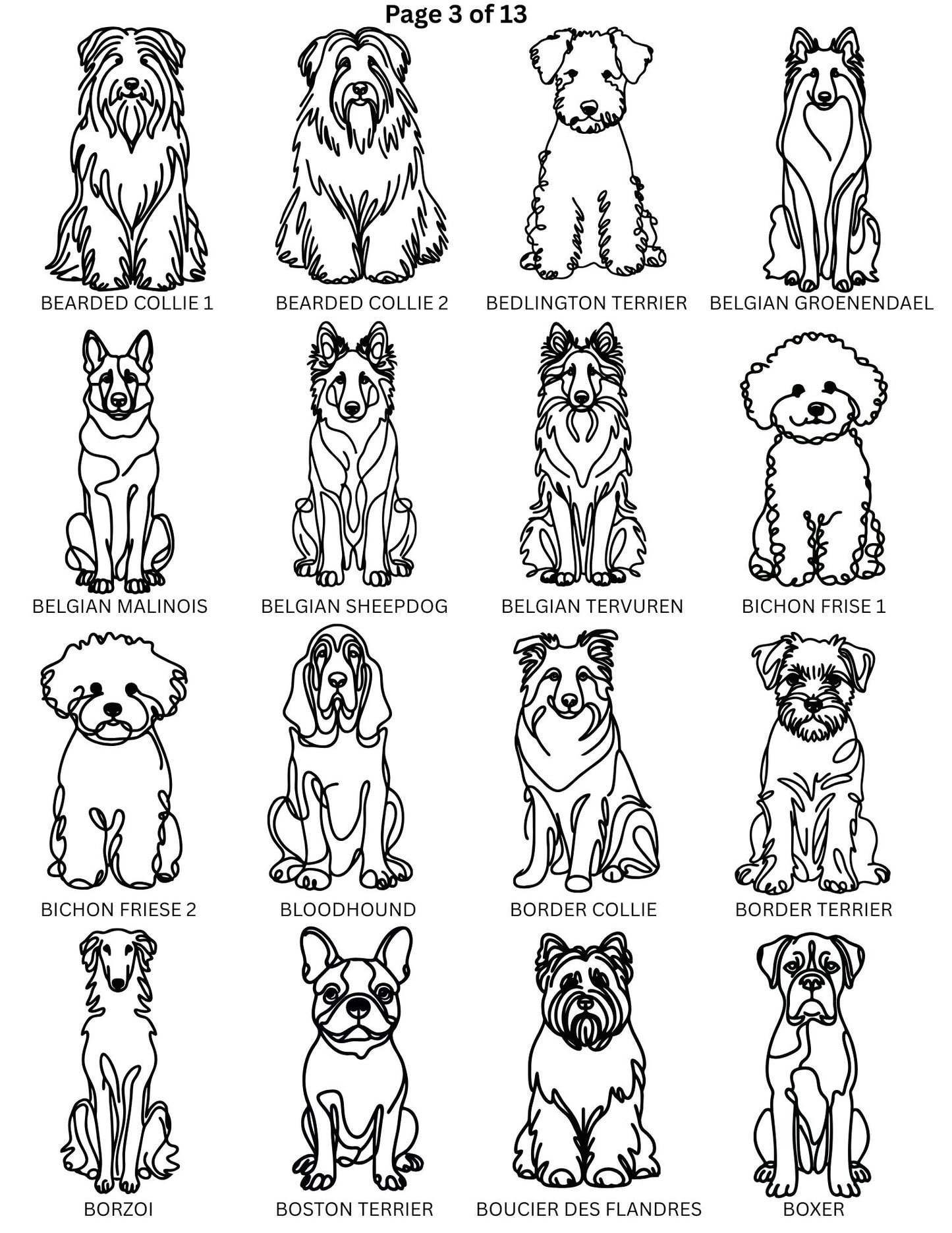 Dog Breed Line Art Keychain / Charm / Clip.