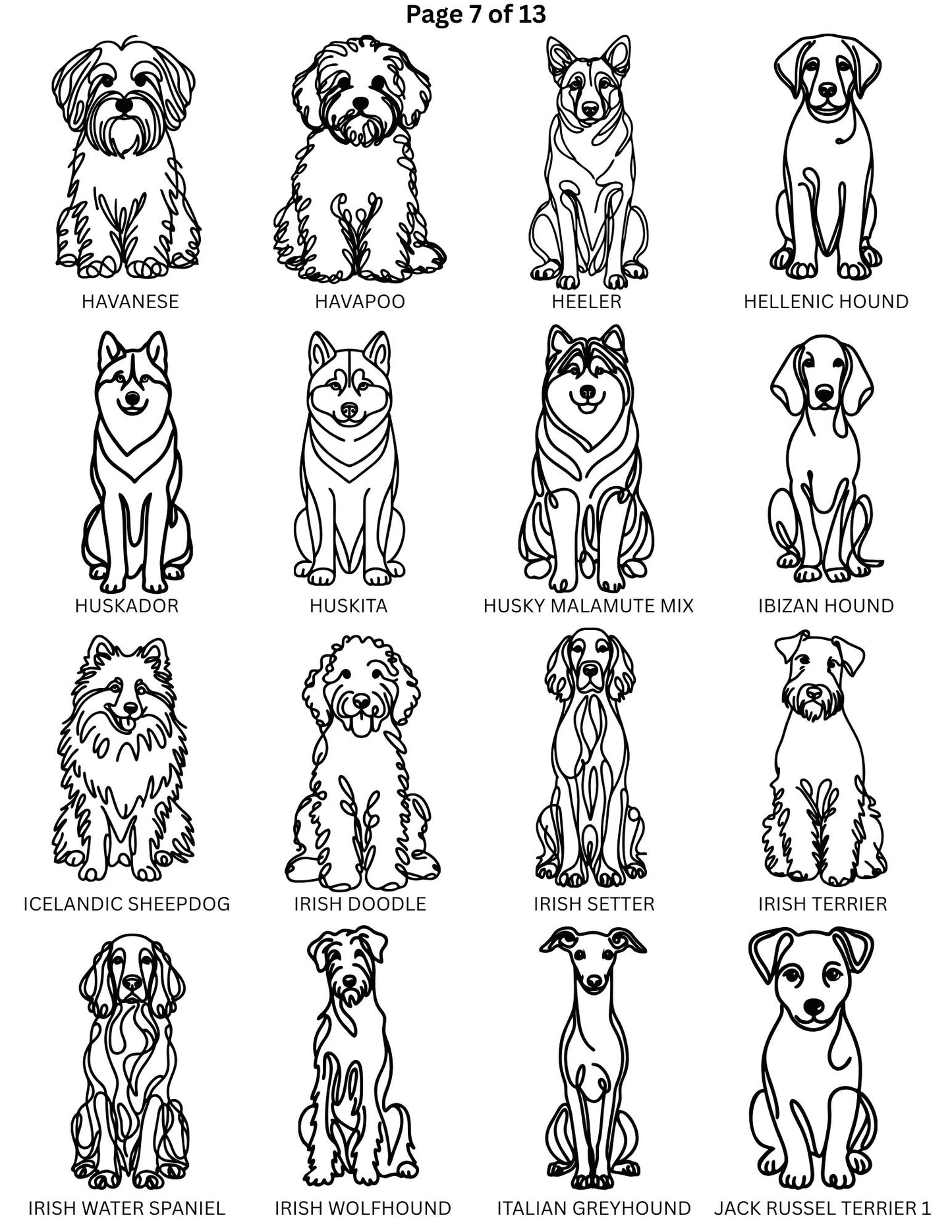 Dog Breed Line Art Keychain / Charm / Clip.