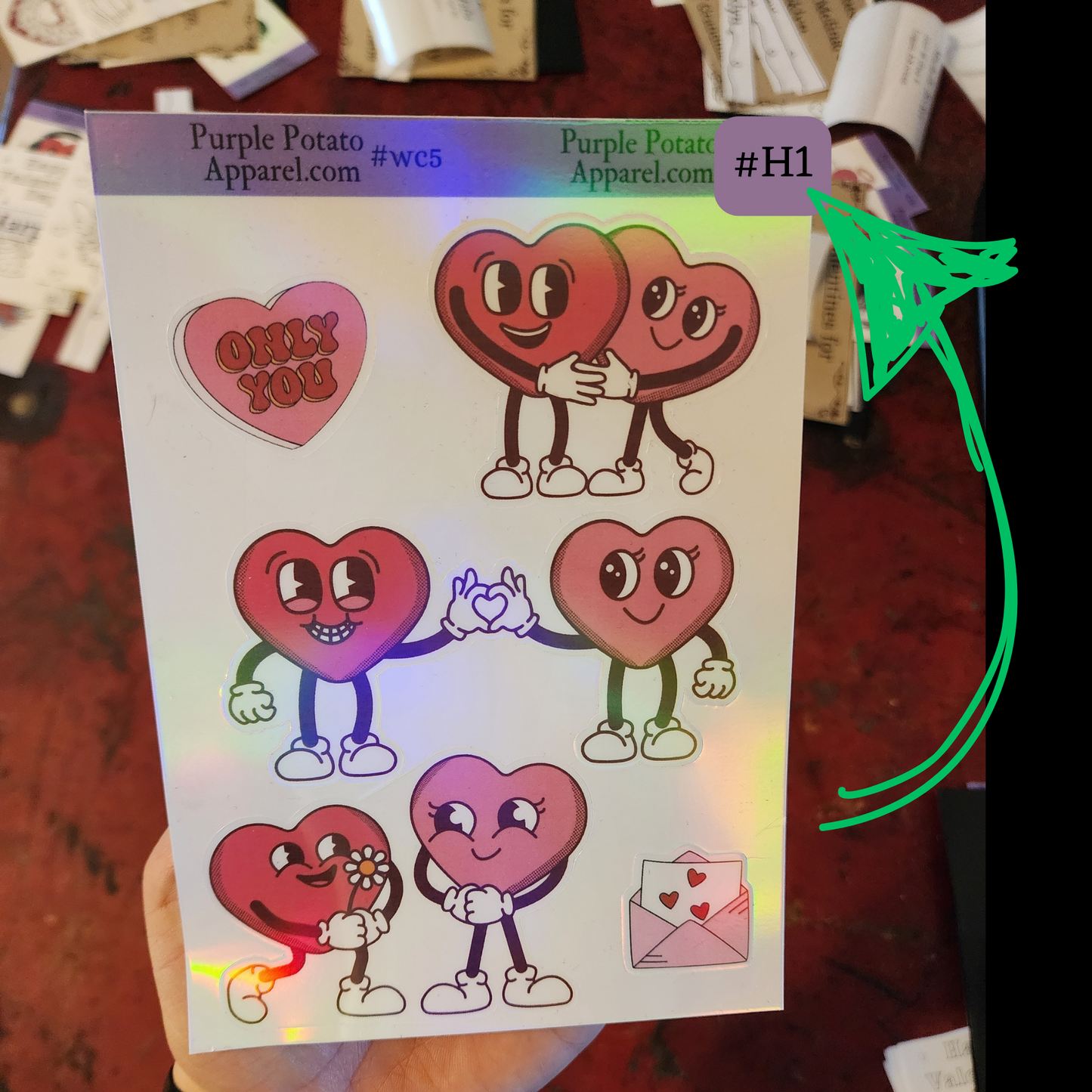 Heart Dude & Dudette Stickers Strips Plus Black & White Hearts.