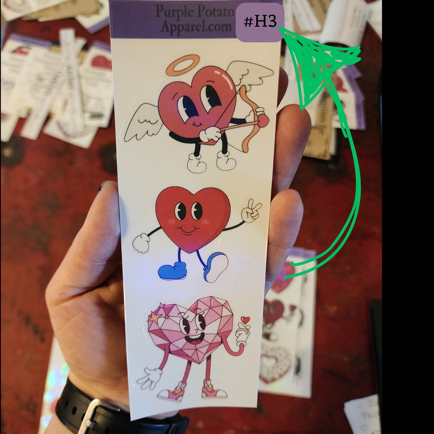 Heart Dude & Dudette Stickers Strips Plus Black & White Hearts.