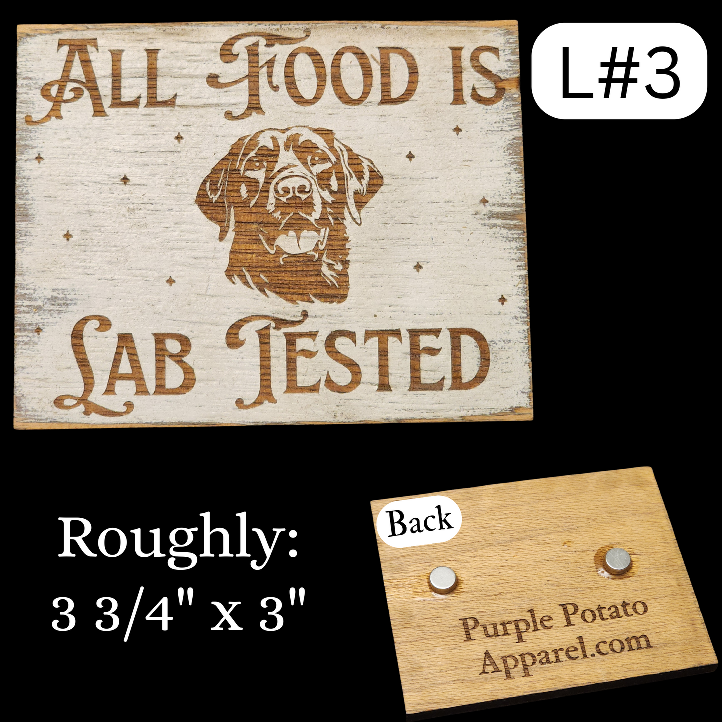 Magnets "All Food is Lab Tested". Different Sizes. Rustic, Farmhouse style.