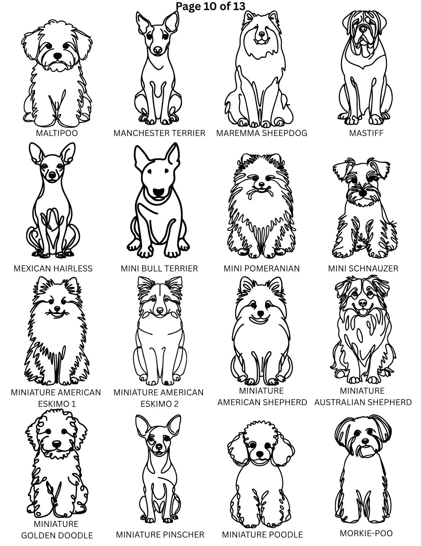 Dog Breed Line Art Keychain / Charm / Clip.