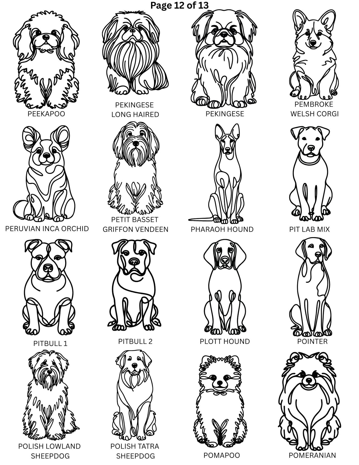 Dog Breed Line Art Keychain / Charm / Clip.