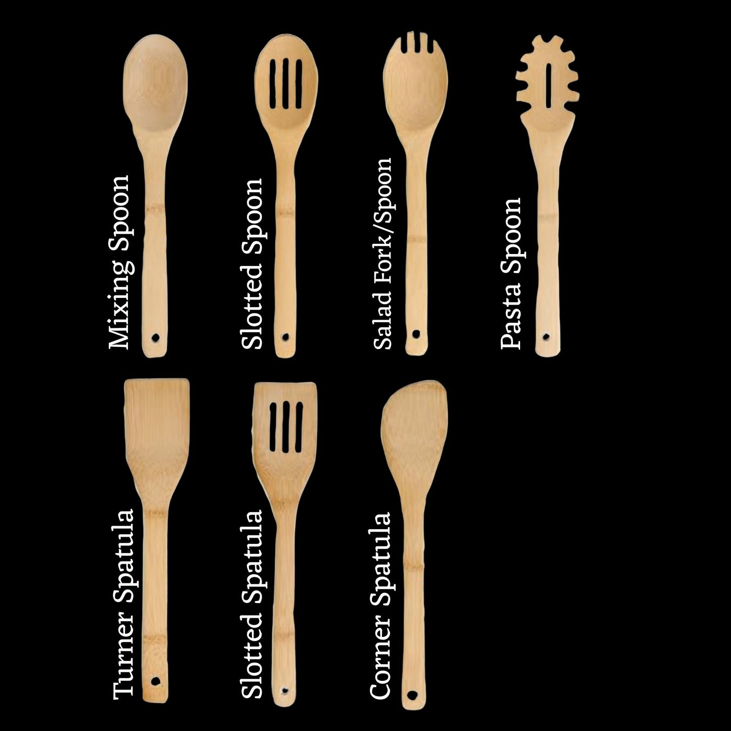 "Life is Short, Lick the Spoon" Bamboo Wooden Cooking Utensils. Kitchen