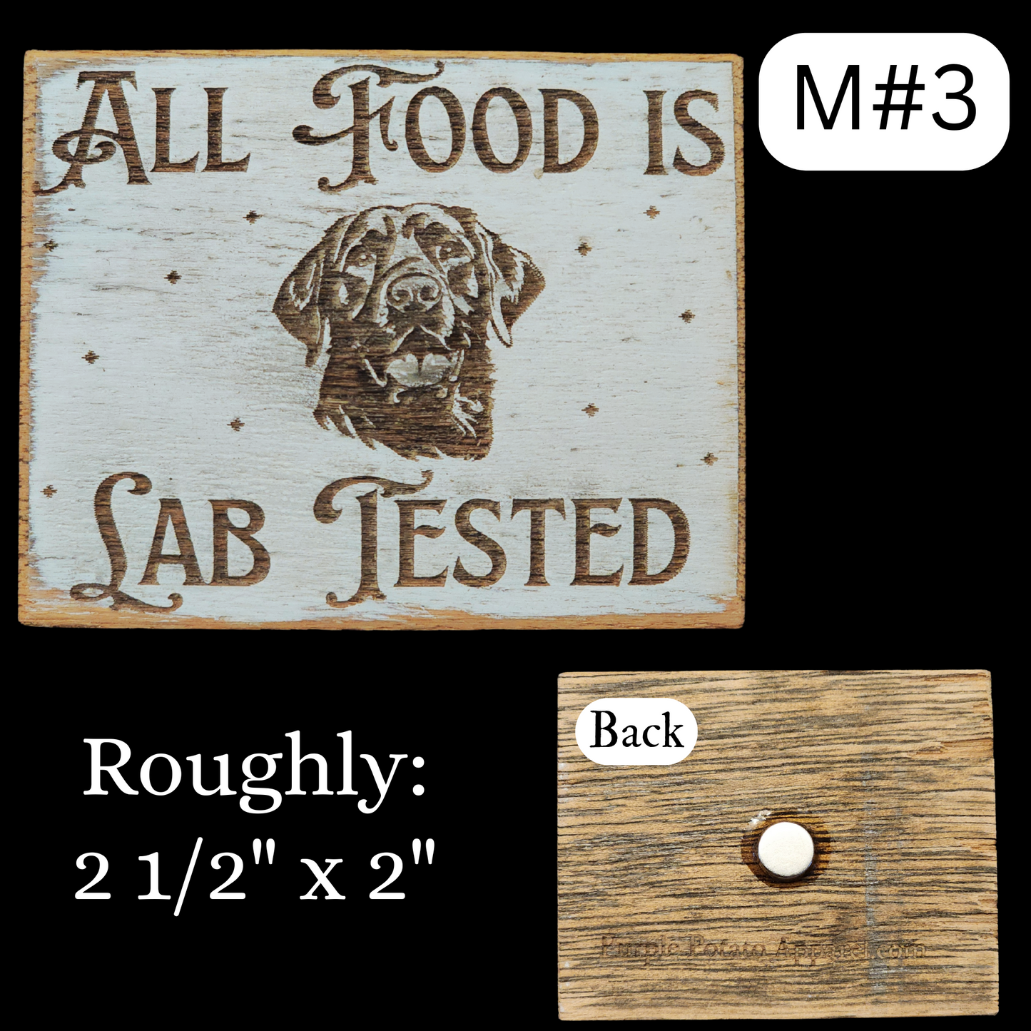 Magnets "All Food is Lab Tested". Different Sizes. Rustic, Farmhouse style.