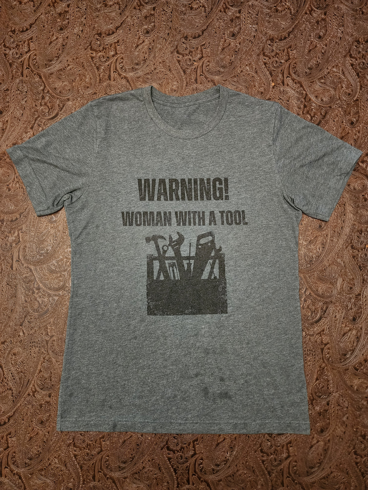 Warning Woman with a Tool T-Shirt. Soft & Comfortable! Construction Theam. Multiple Colors. Funny, Silly, Humor, Hers, Mom, Wife Work, Play.