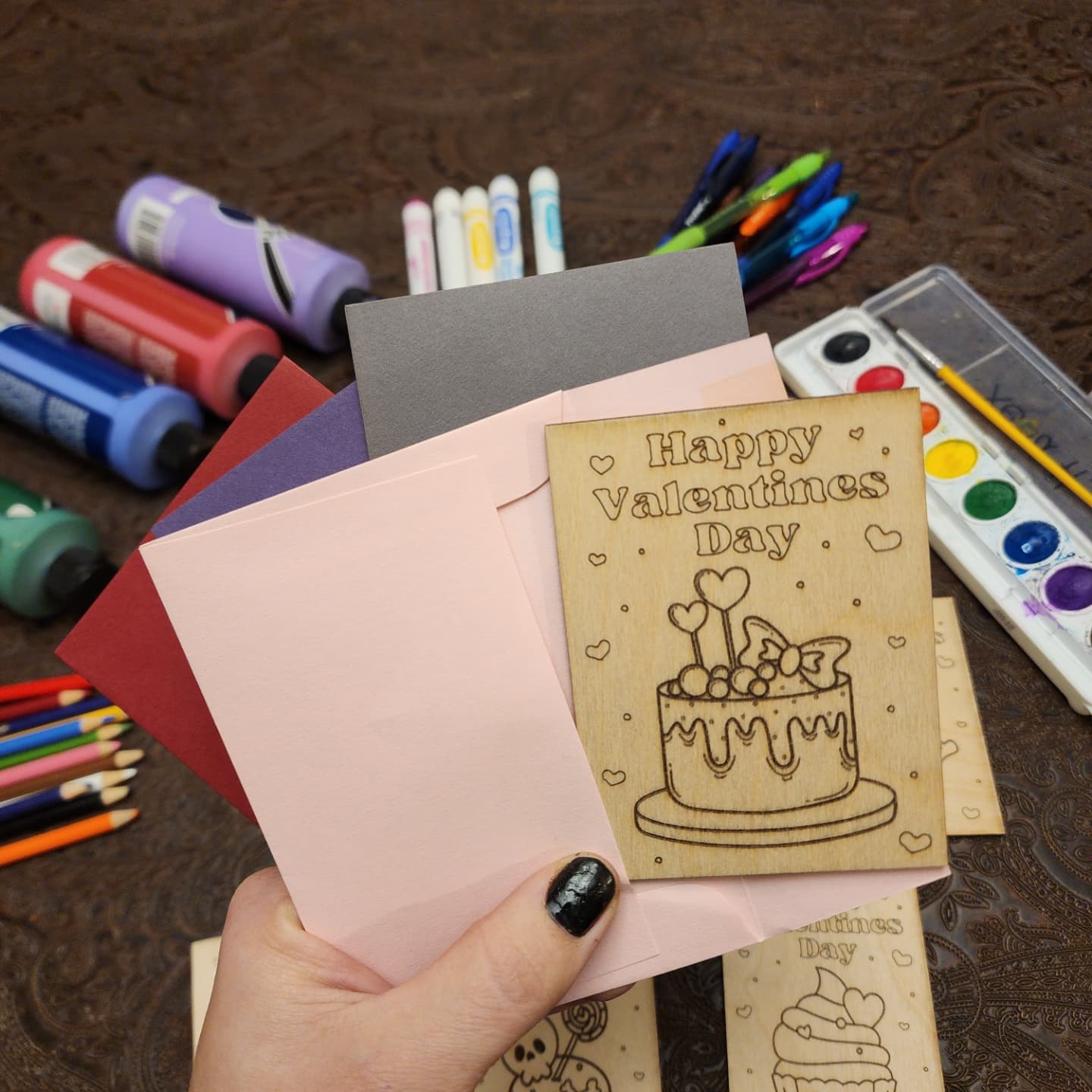 Wood Valentines with Envelope.